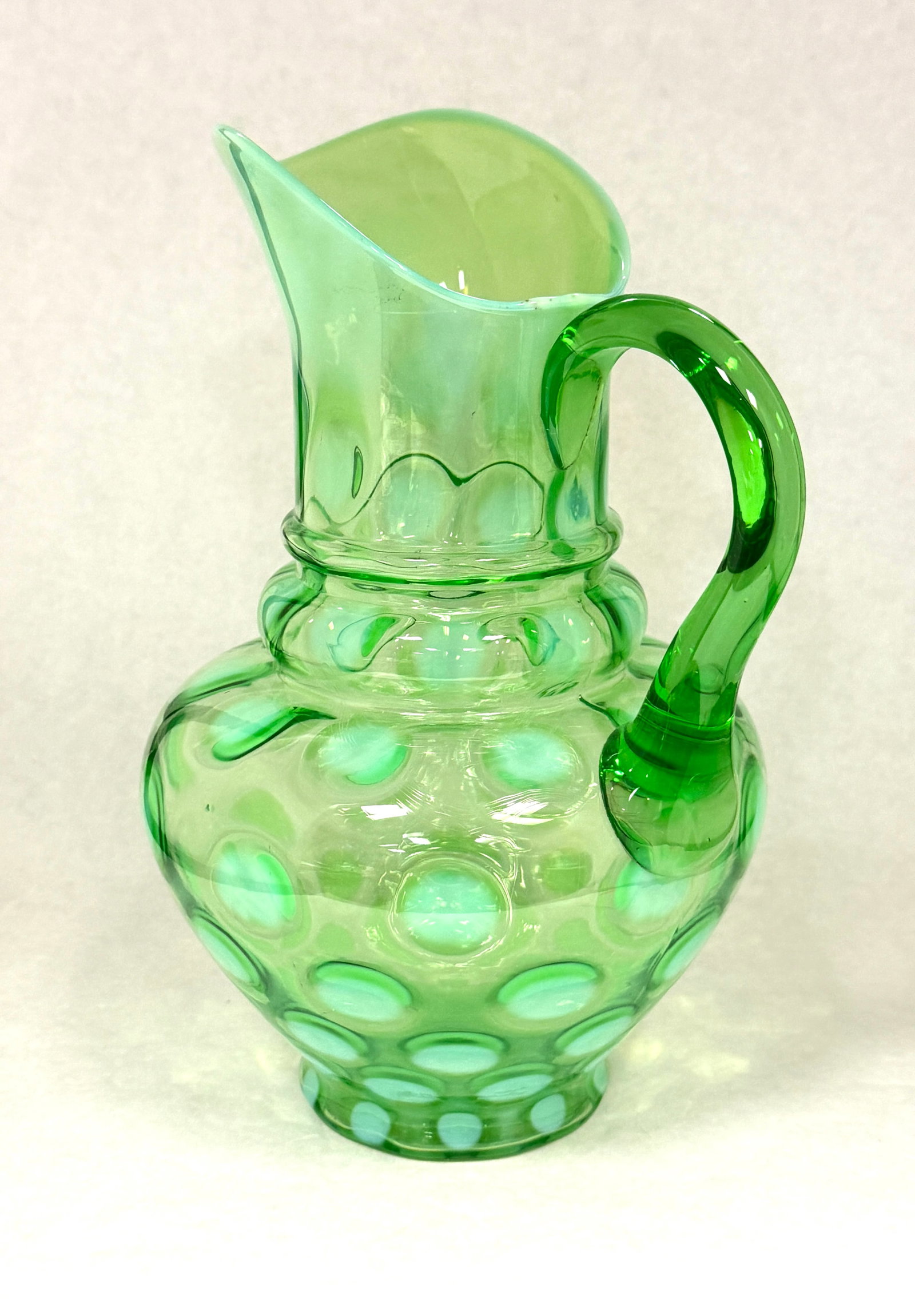 Opalescent Green Pitcher (1 of 3)