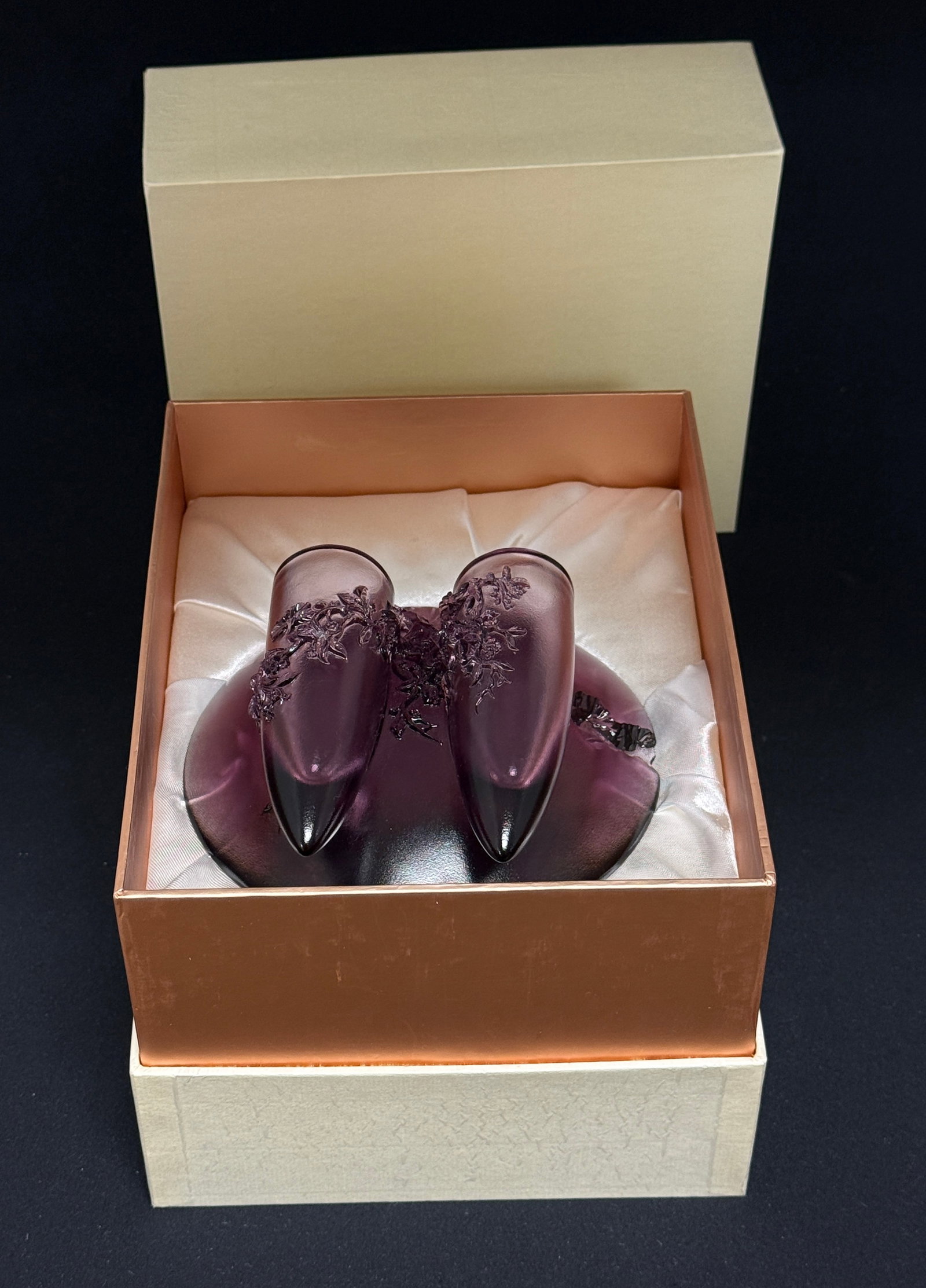 Tittot Glass Sculpture: Tittot glass sculpture "The Crystal Brand New World" with gift box; ht. 6". CONDITION: no chips, cracks, repairs or material defects found, Jaremos attempts to call any material flaw that affects the 