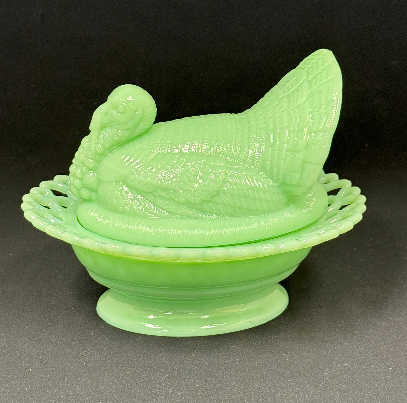 Jadeite Turkey in Basket (1 of 2)