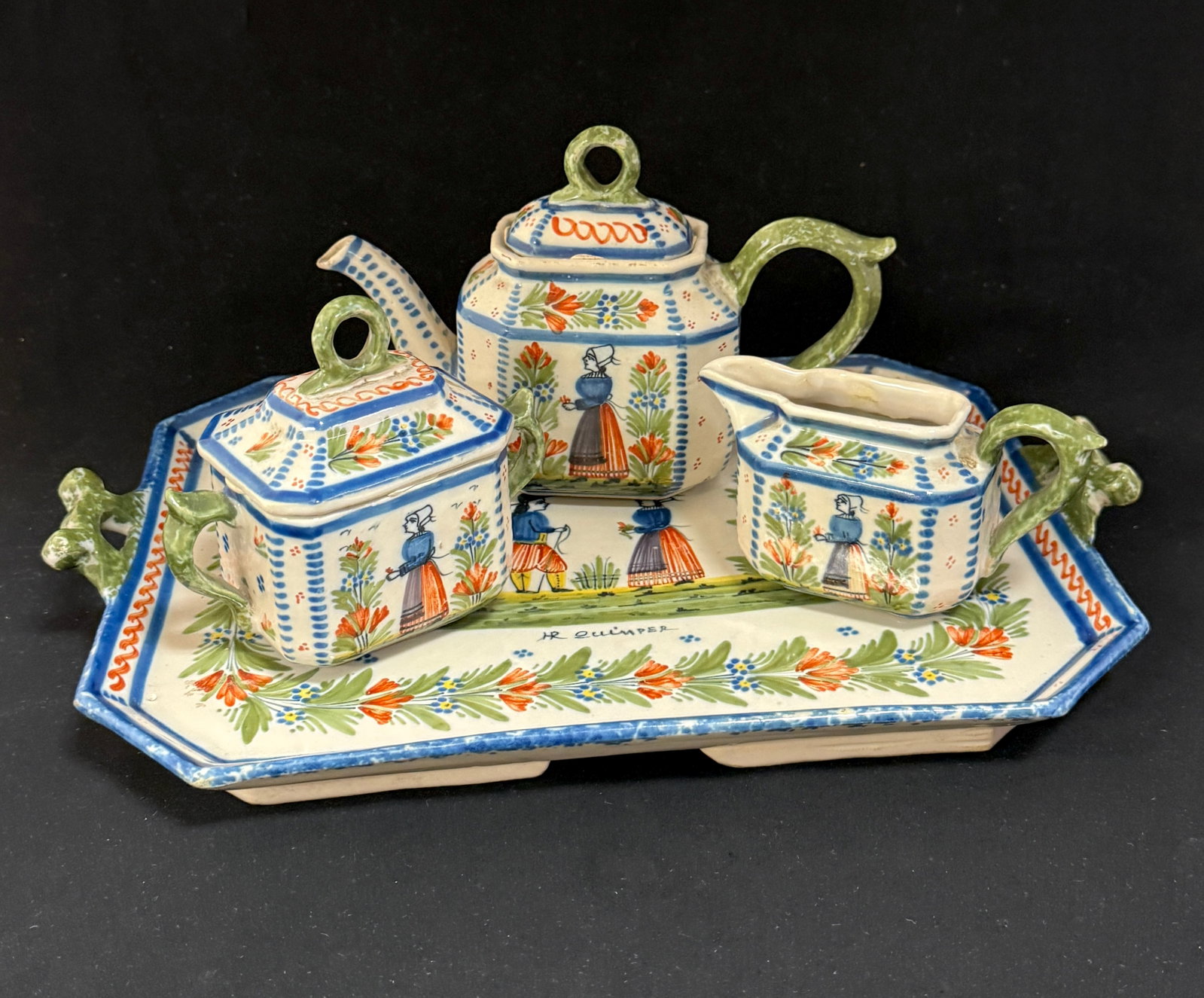4 Pc HR Quimper Tea Set (1 of 3)