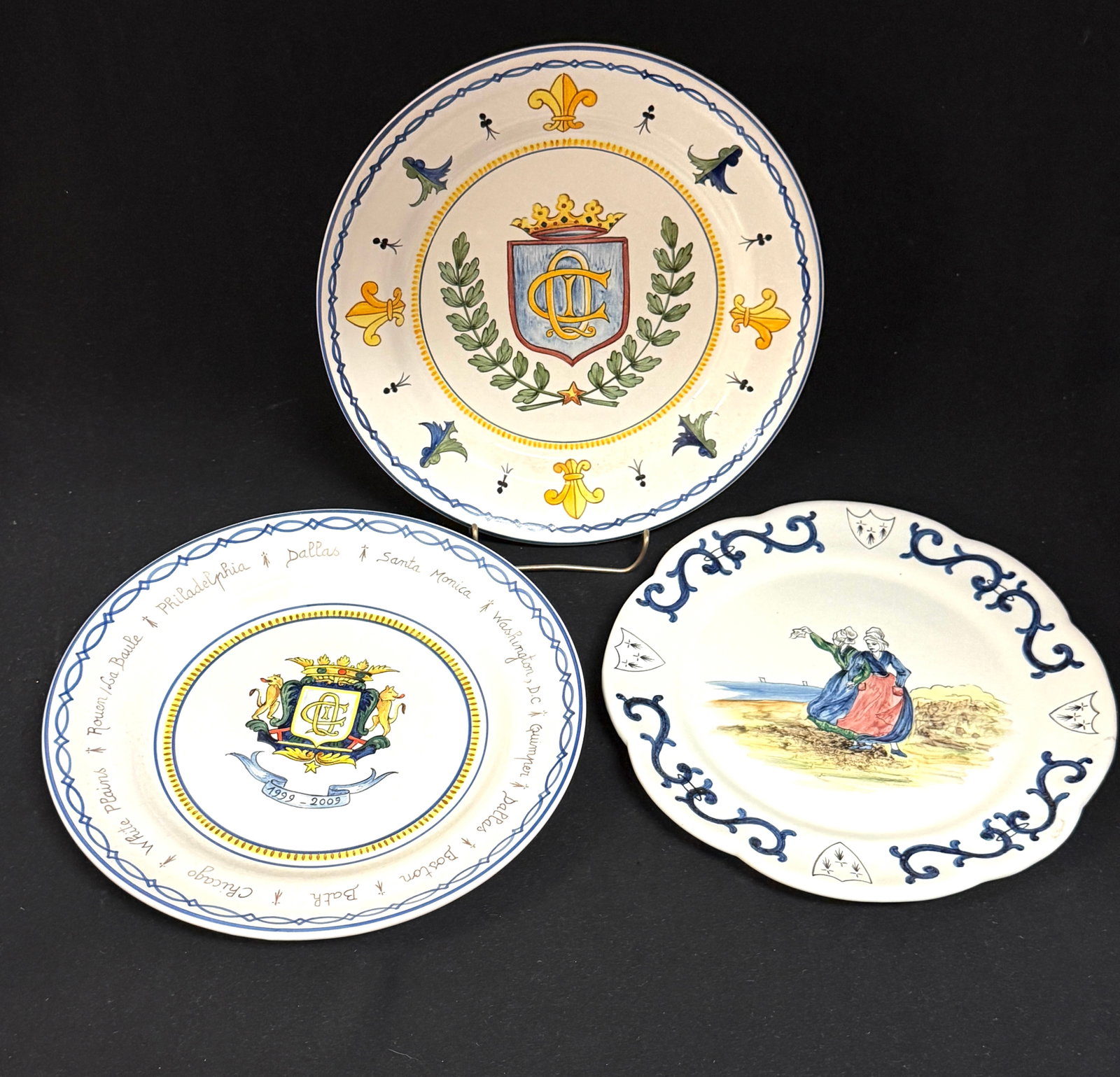 3 French Faience Plates (1 of 5)
