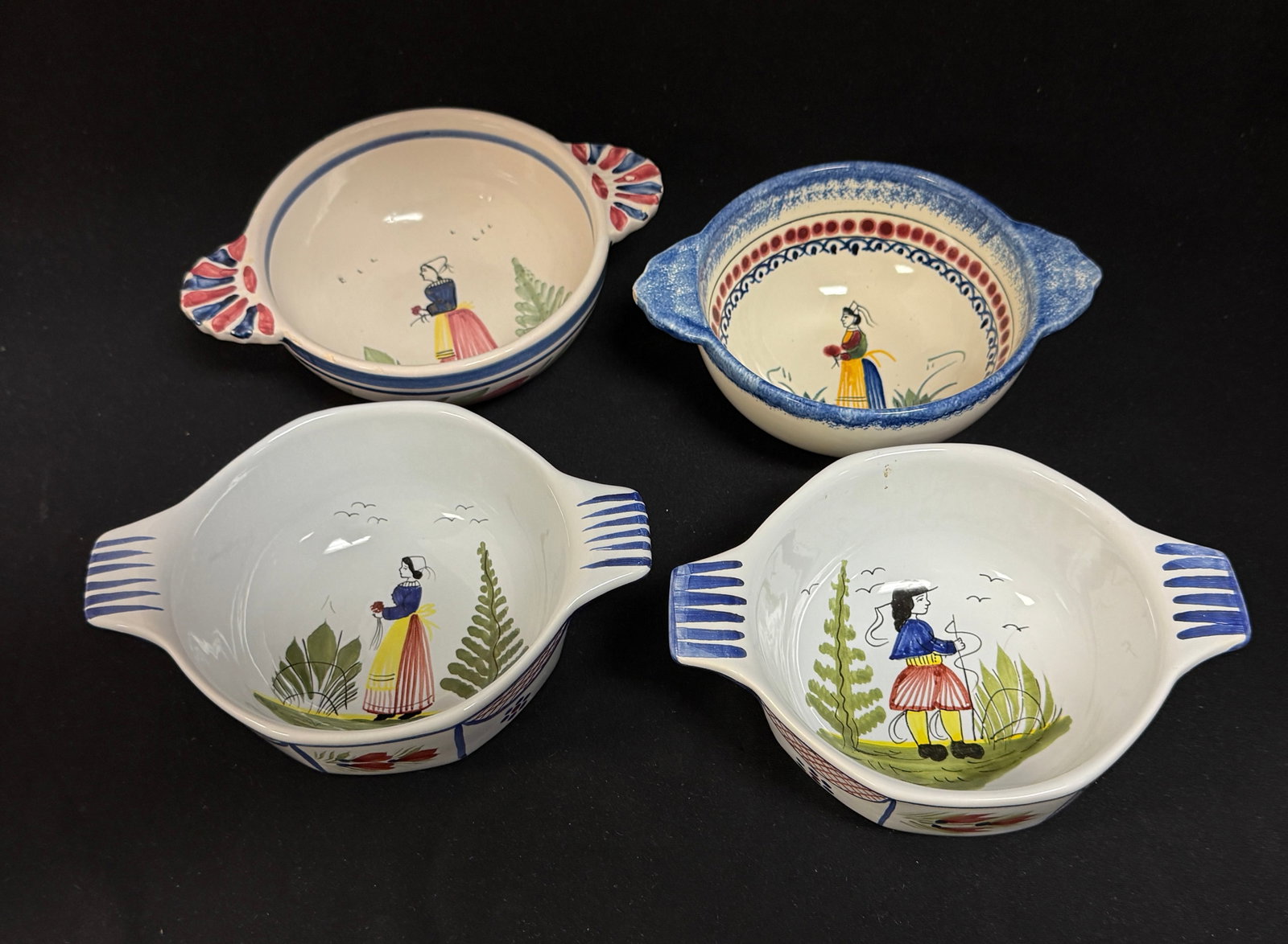 4 Lug-eared Quimper Bowls (1 of 2)