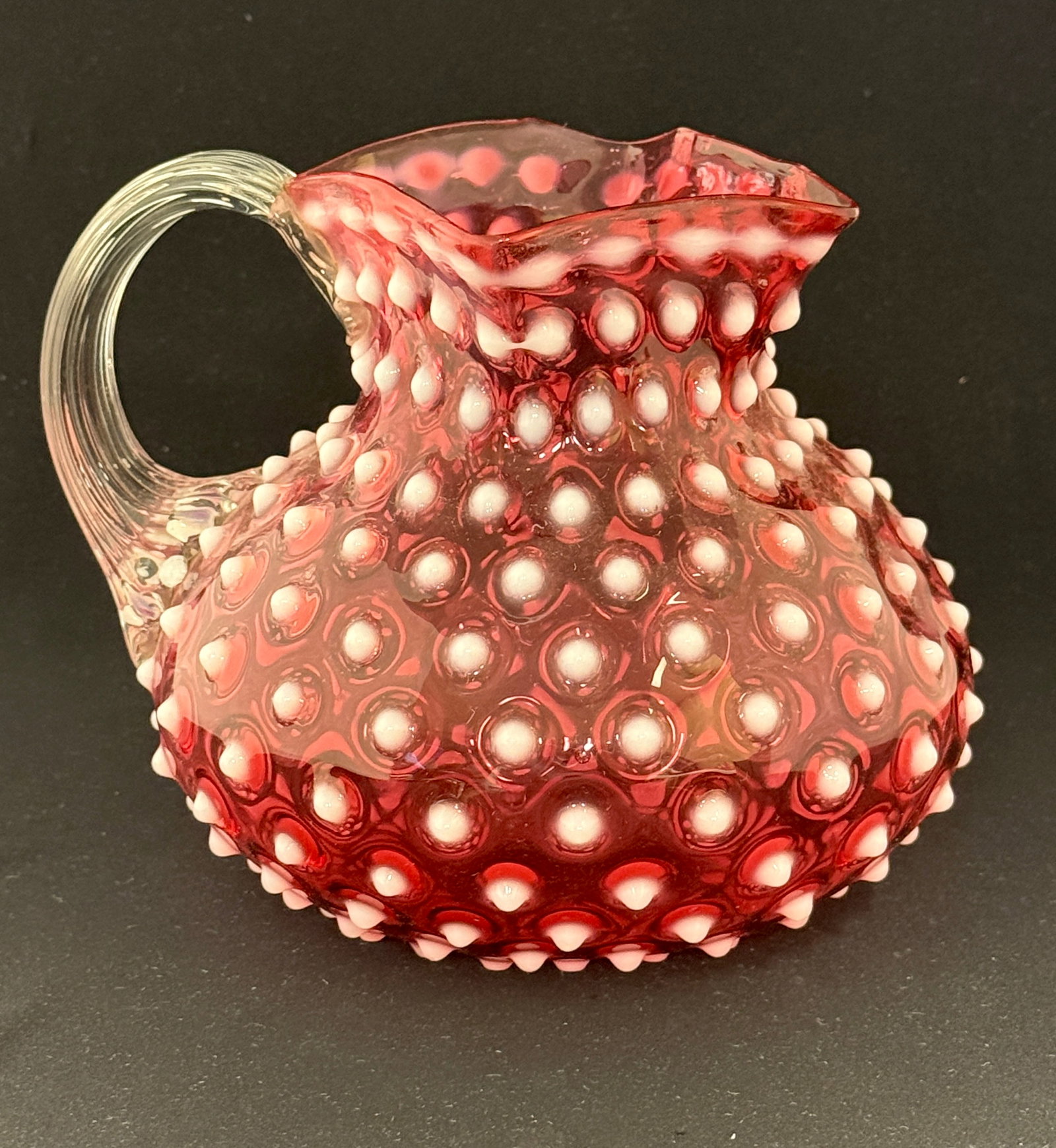 Cranberry Hobnail Water Pitcher (1 of 3)