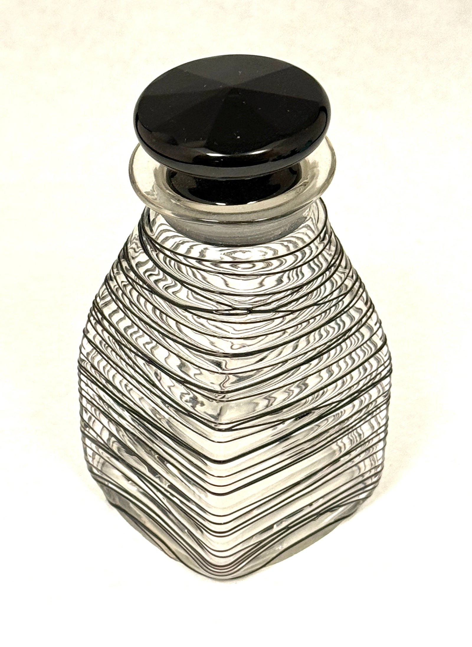 Steuben Black Threaded Bottle - 2