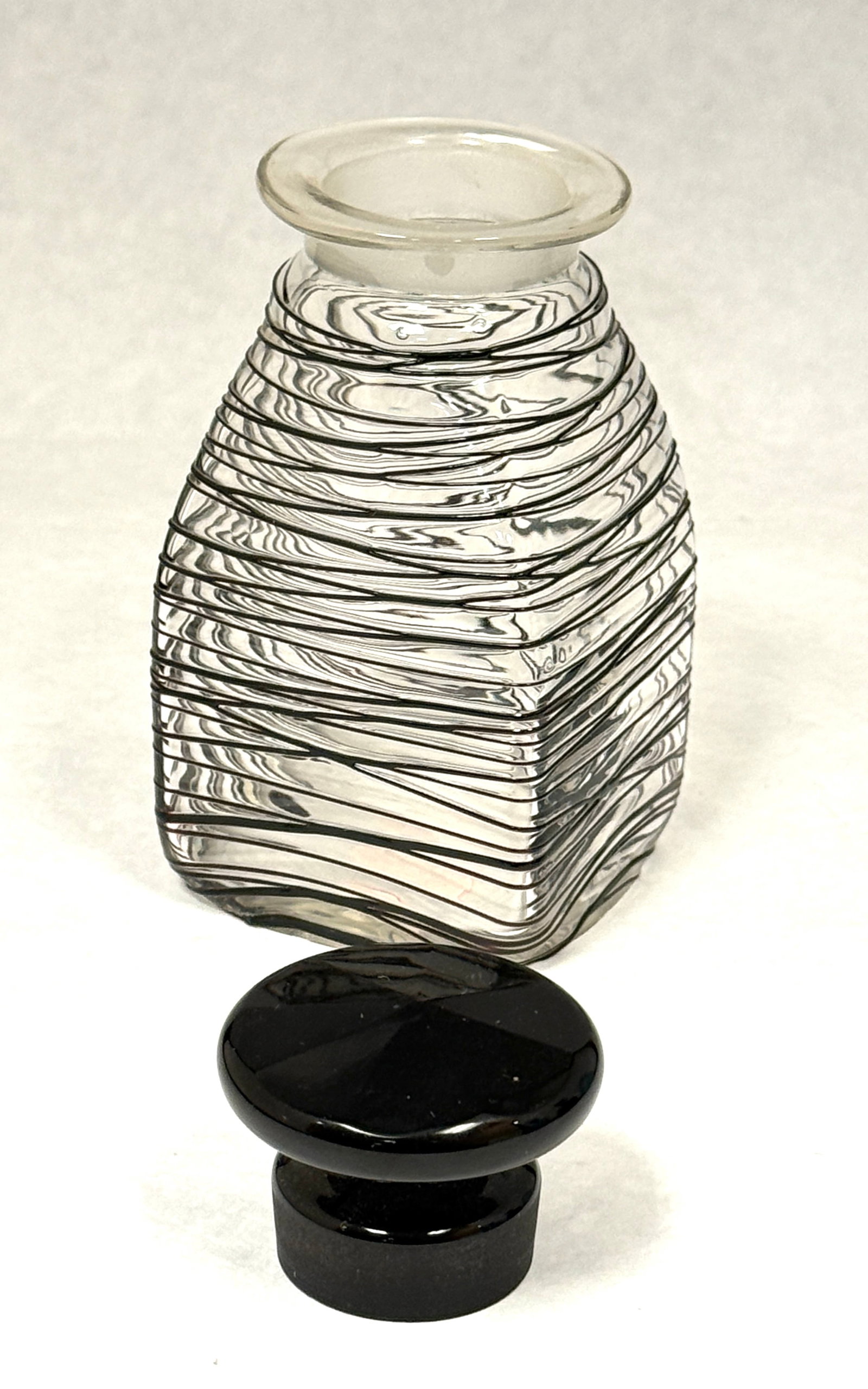 Steuben Black Threaded Bottle - 3