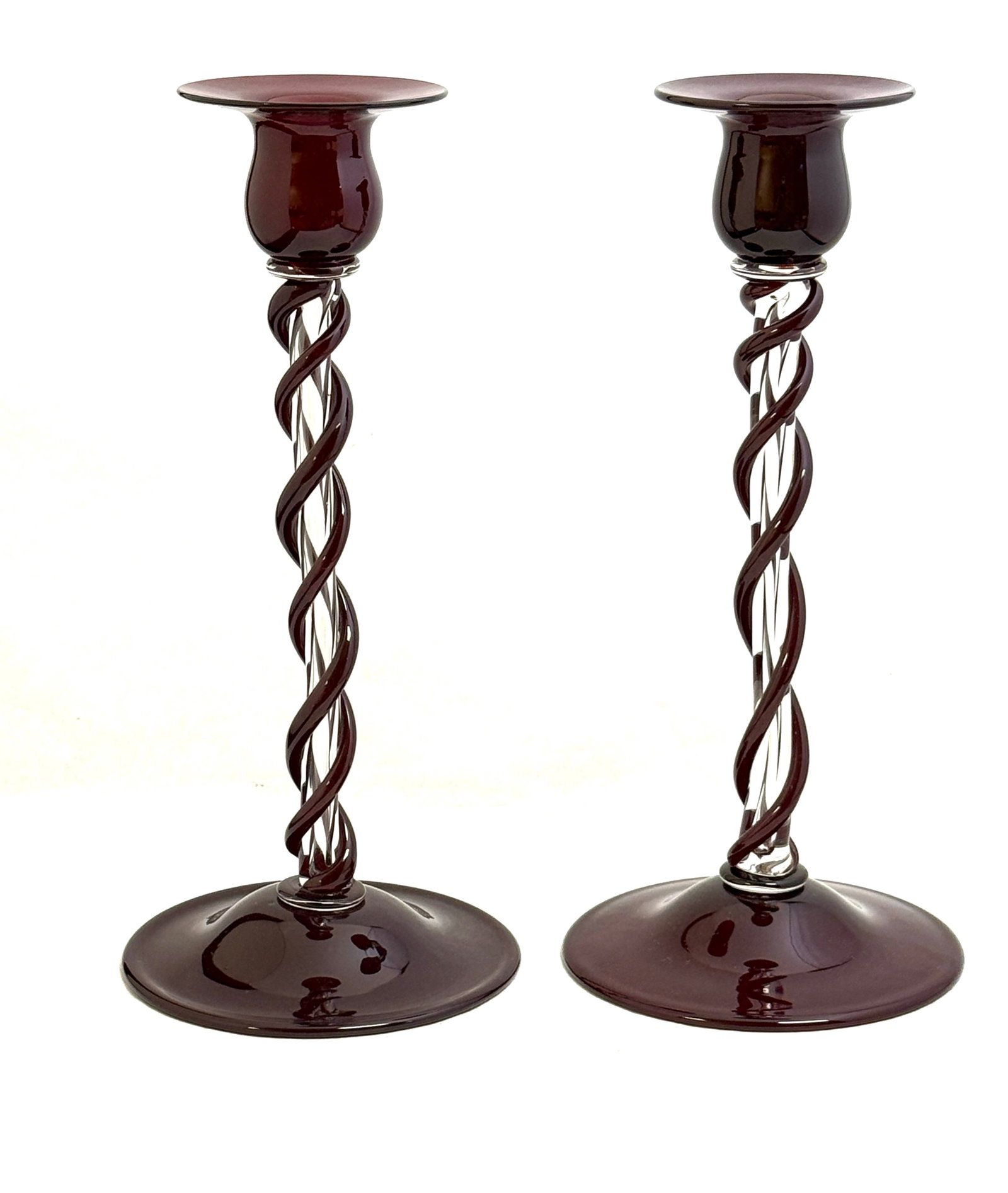 Pair of Steuben Red Candlesticks (1 of 5)