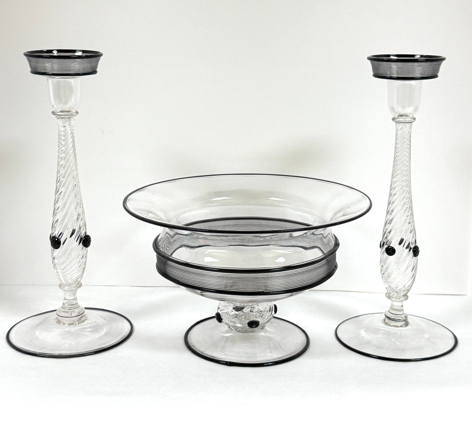 Steuben Mirror Black Console Set - 4
