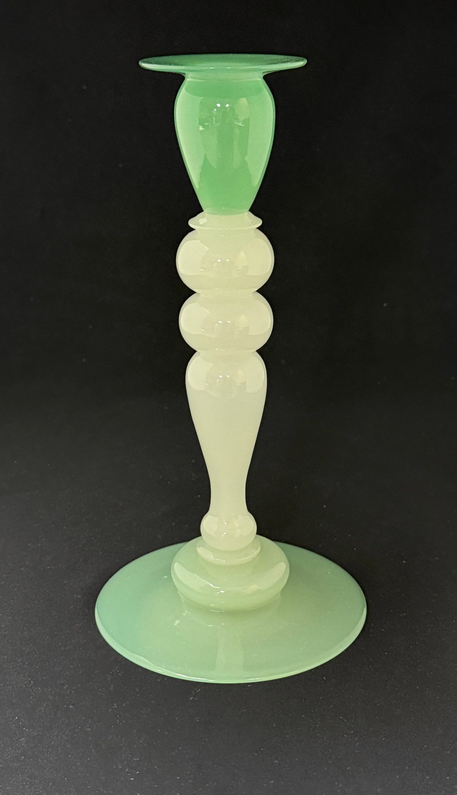 Steuben Jade & Opal Candlestick - 3