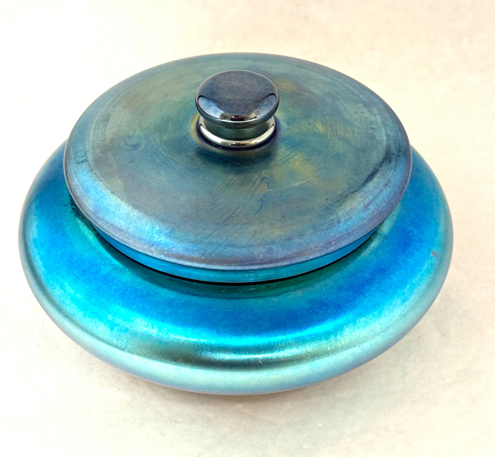 Steuben Blue Aurene Box - 2