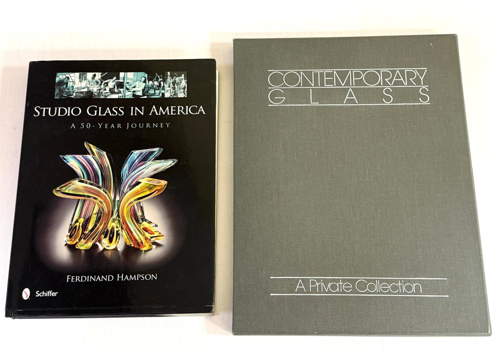 Two Studio Glass Books: Two Studio glass books including "Studio Glass in America" by Hampson hand inscription to the consigner, together with "Contemporary Glass A Private Collection" the Ben Heineman collection.