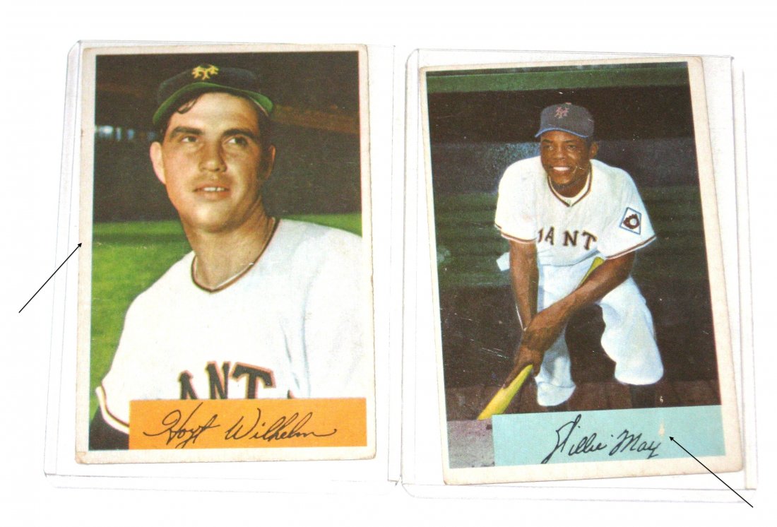 Willie Mays, 11 cards NY Giants and Mets,: including a 1954 Bowman Willie Mays, Hoyt Wilhelm, Ebba St Claire, Sal Maglieand Daryl Spencer, 1957 Curt Barclay, Steve Ridzik, together with a 1962 Mets Casey Stengel.