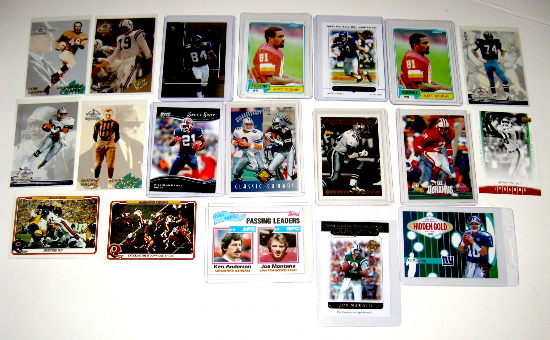 group of 125+ Football cards,: including a 1991 Pro Prospects complete set, Legends Emmitt Smith, Brian Urlacher, Art Monk, Eli Manning, and more.