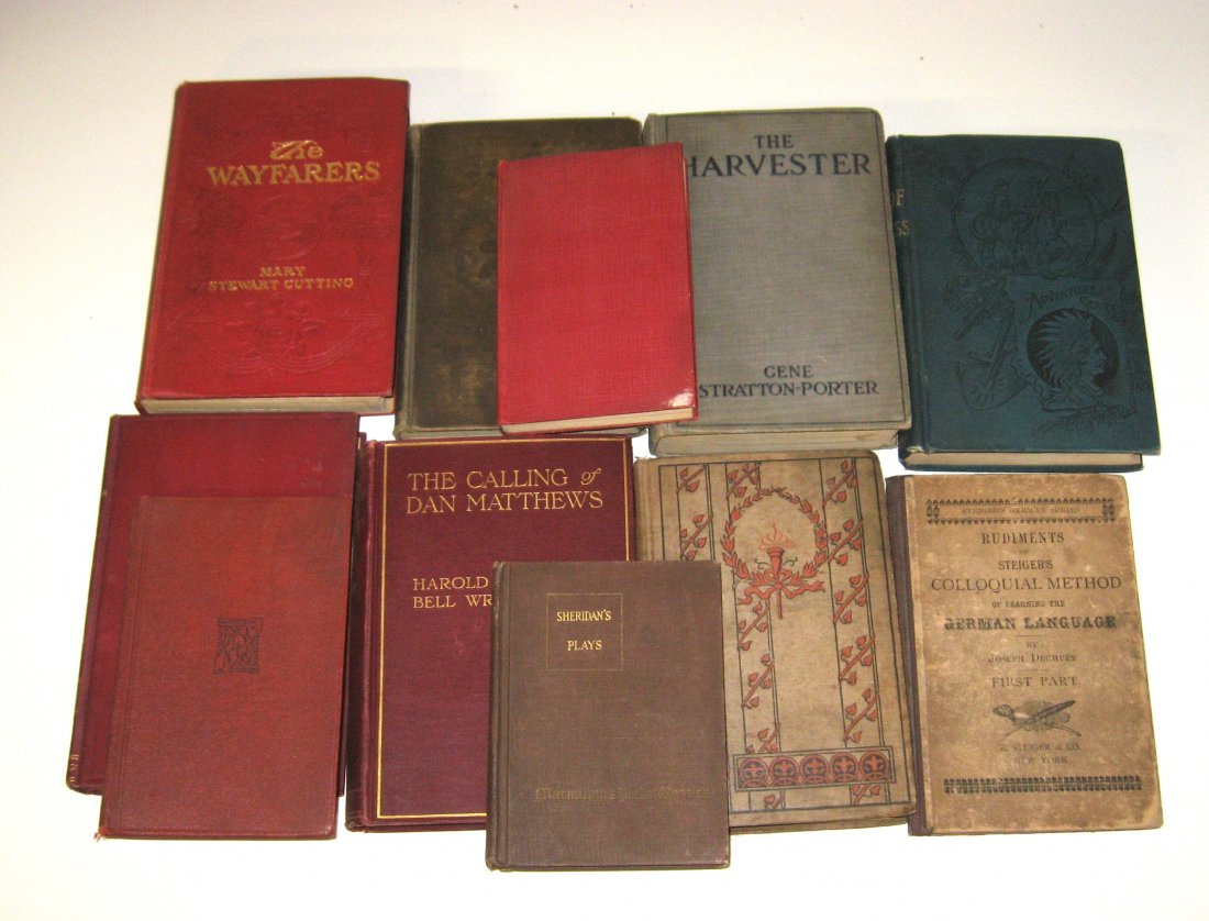 11 late 18th early 20th Century books: "The Calling of Dan Matthews" by Wright 1909, "Hypatia" by Kingsley early 20th Crowell, "The Worlds 100 best Detective Stories" 1929 Funk and Wagnall, "The Rivals" by Richard Brinsley Sheridan 1937 Ma