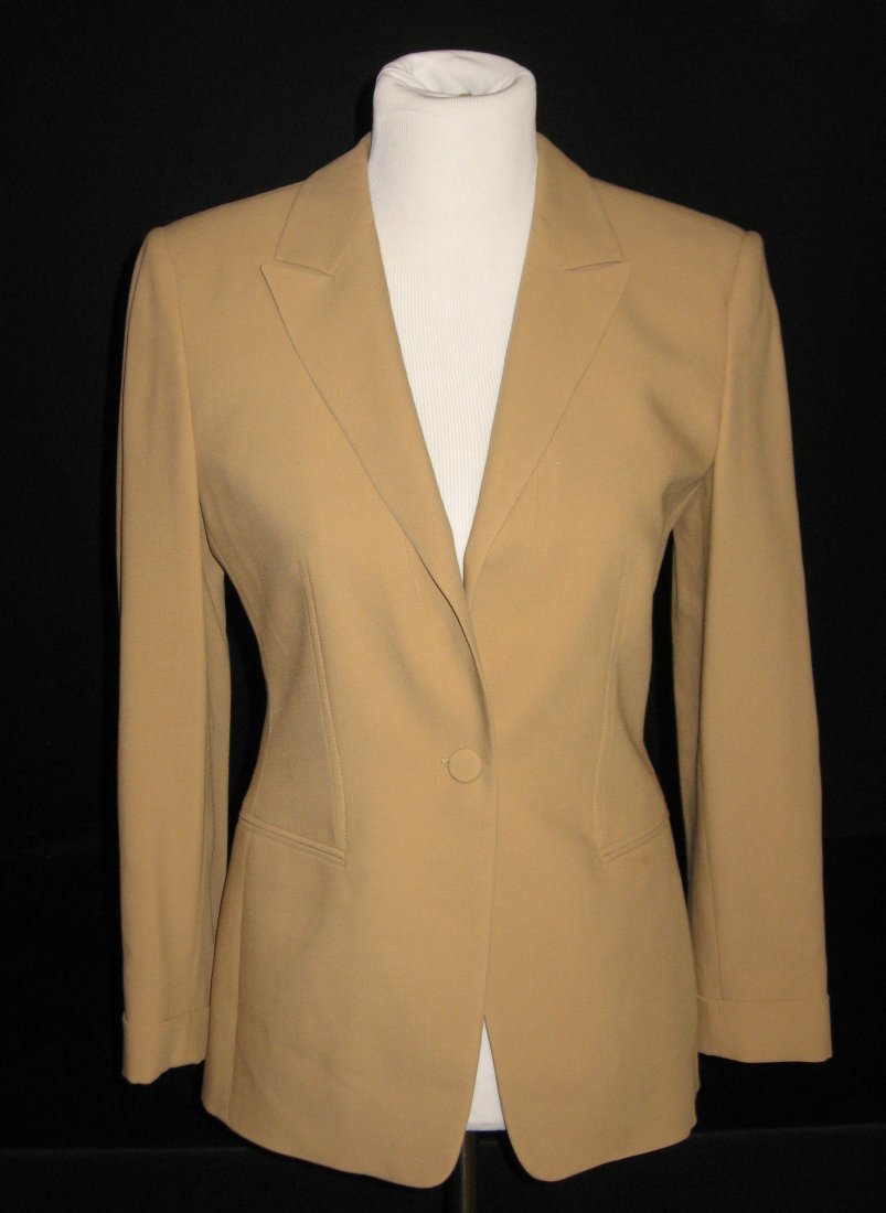 Giorgio Armani tan Blazer,: Women's work Blazer size 40, marked Giorgio Armani.