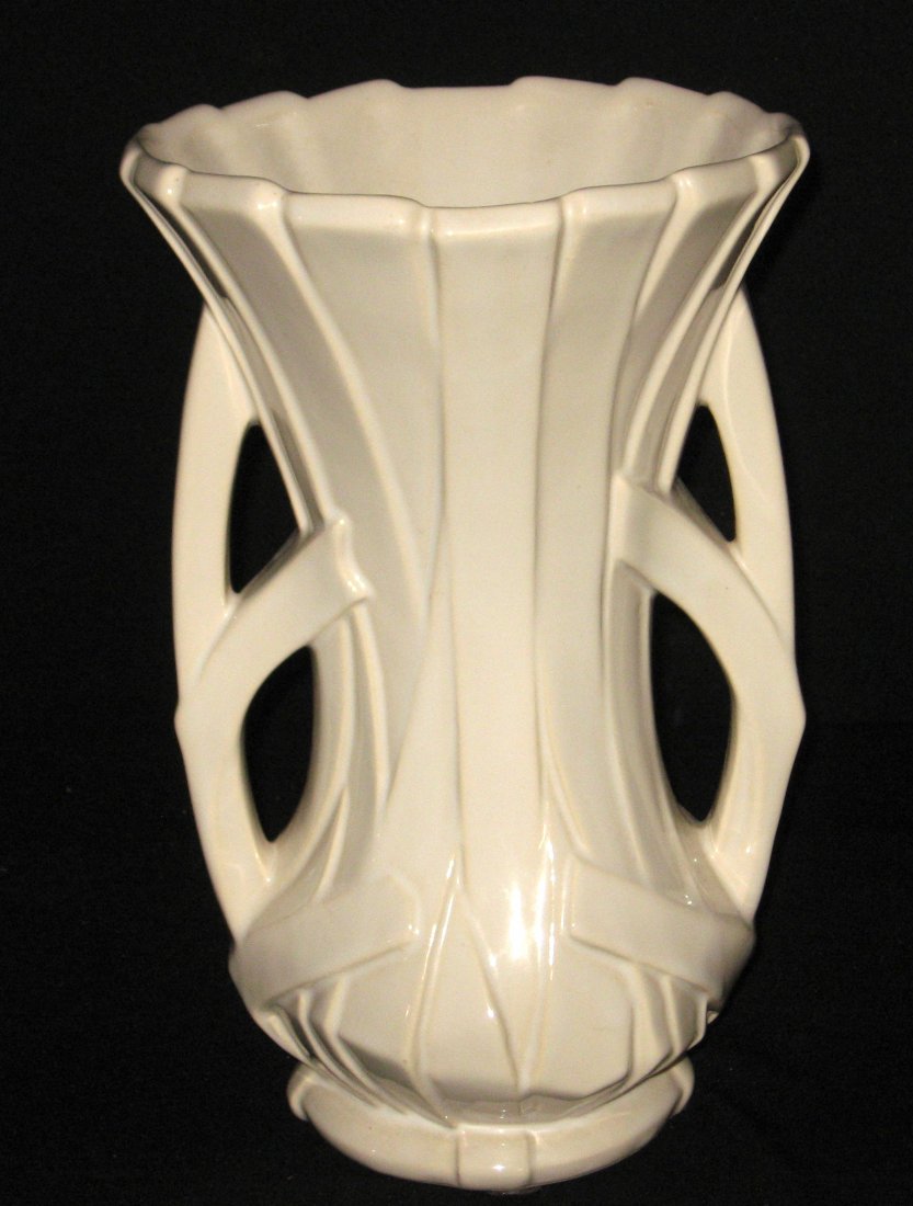 Large McCoy two handled pottery vase, (1 of 3)