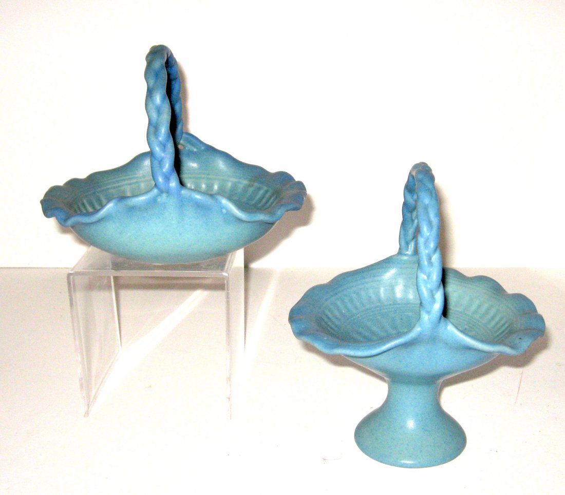 Two Van Briggle handled baskets, (1 of 4)