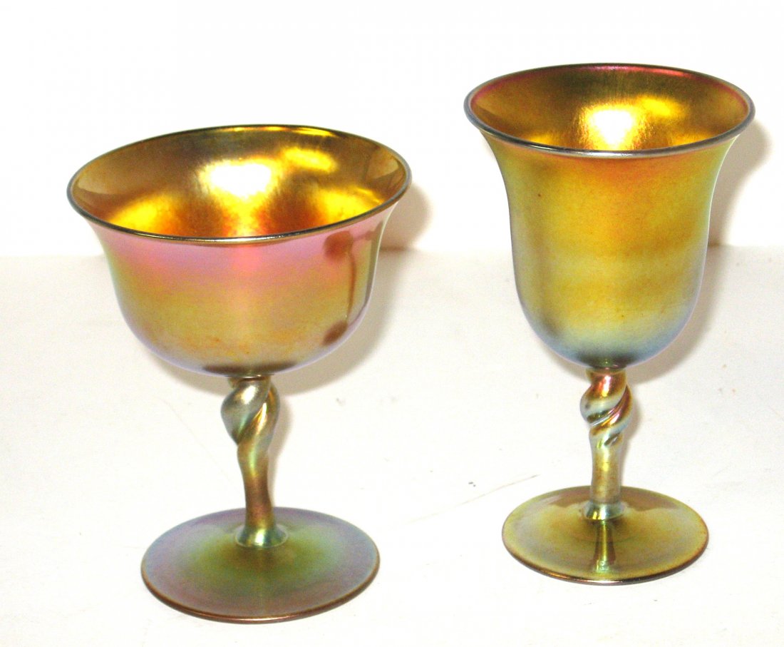 Two Steuben Aurene goblets, (1 of 3)