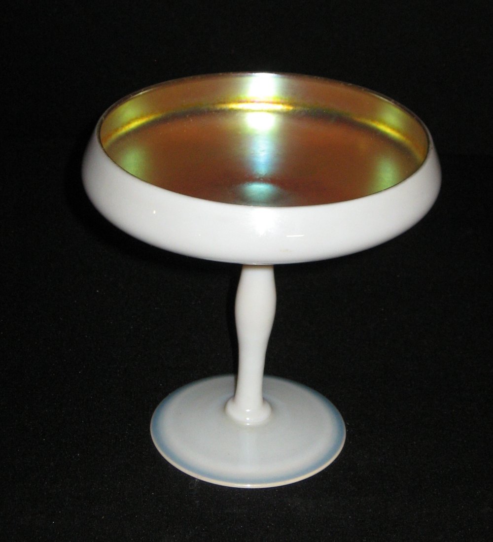 Steuben Gold Aurene on Calcite compote, (1 of 4)