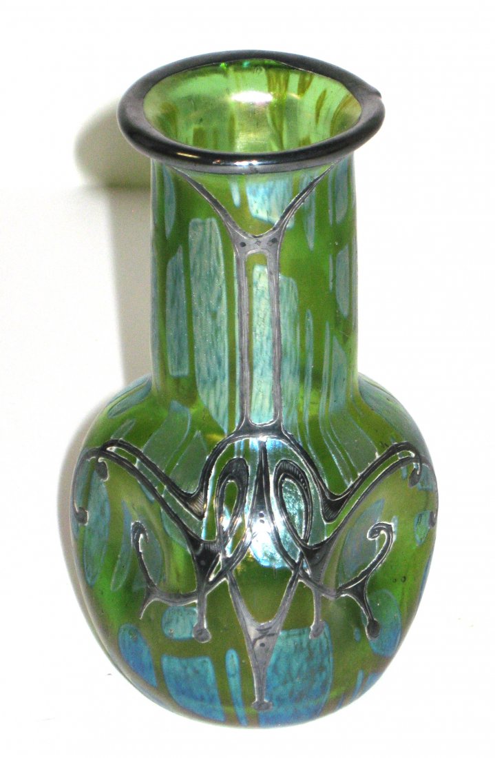 Loetz silver overlay glass vase, (1 of 4)