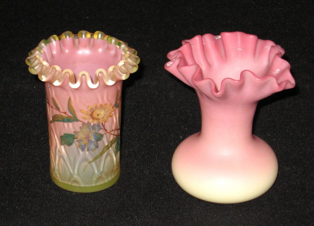 Two Victorian ruffle rim vases, (1 of 5)