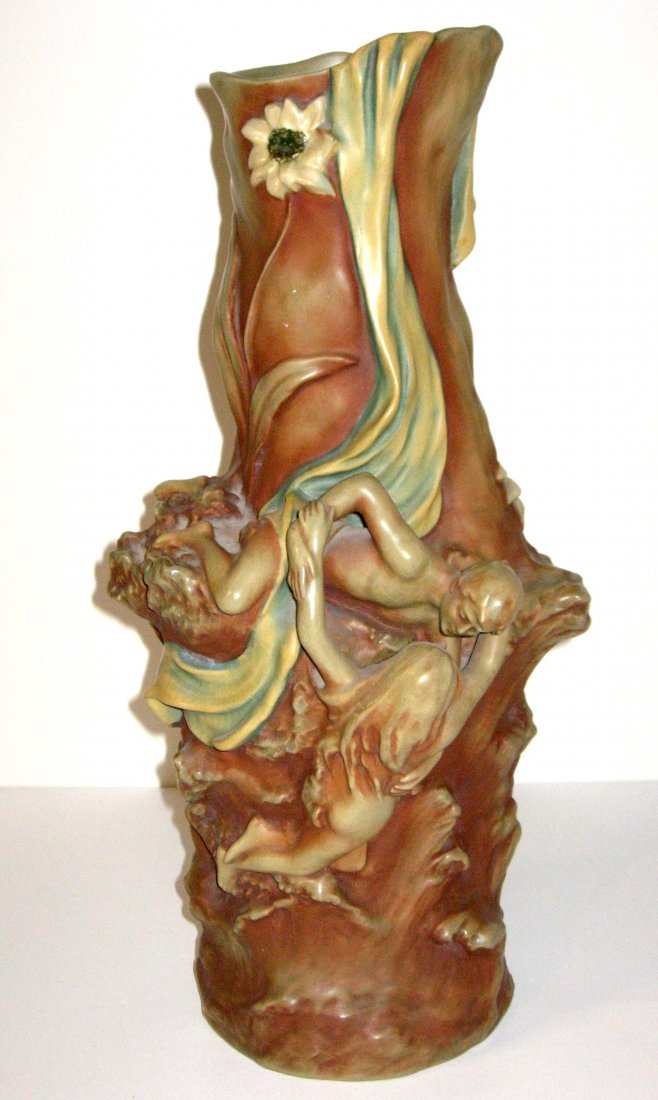 Austrian earthen ware figural vase, (1 of 6)