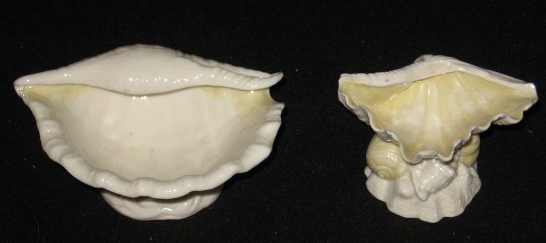 Two Belleek shell formed dishes, (1 of 6)