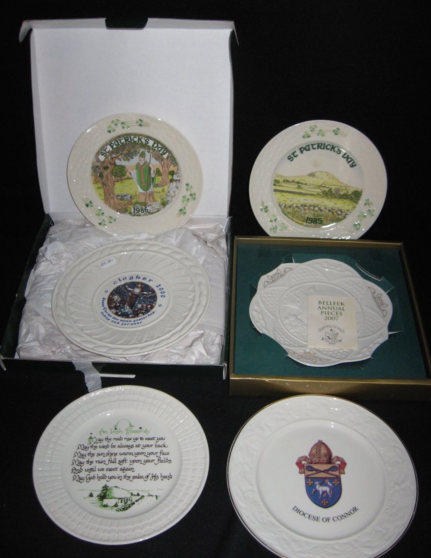 Six Belleek decorative plates, (1 of 5)