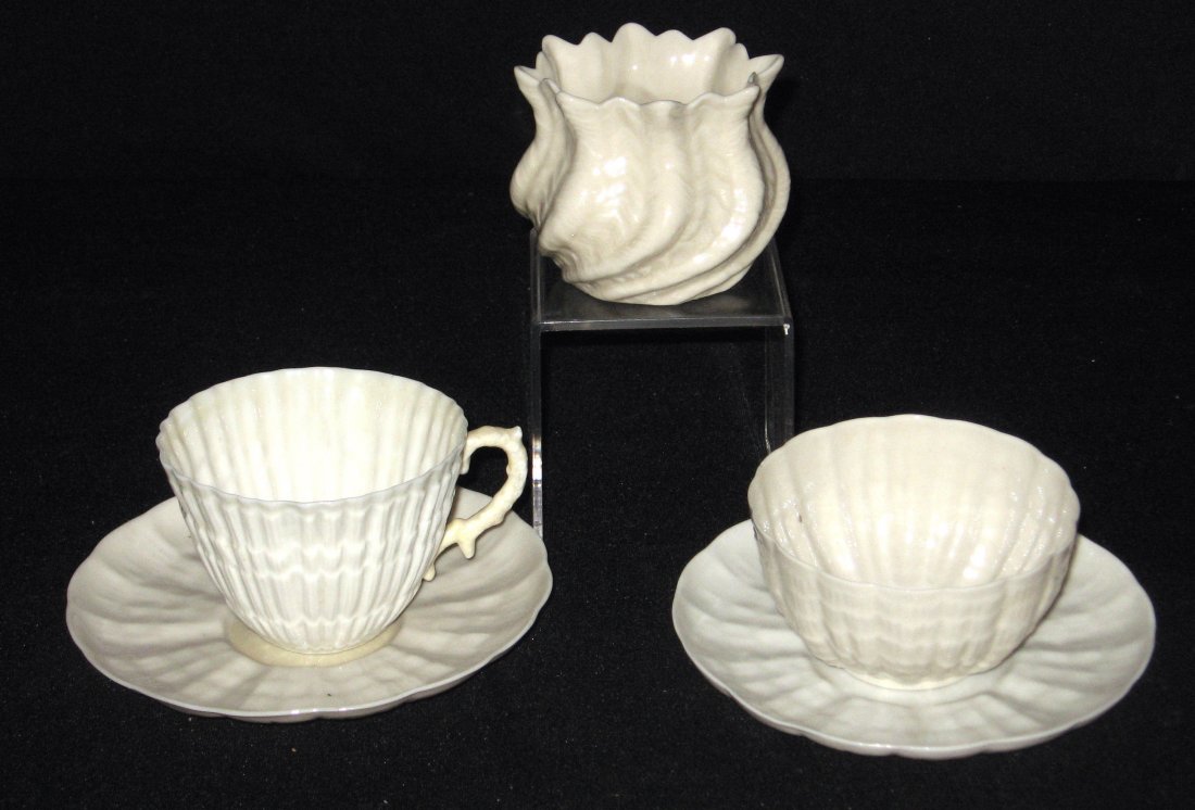 Five piece grouping of black mark Belleek, (1 of 4)