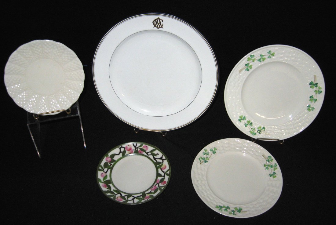 Five Belleek black mark plates, (1 of 5)