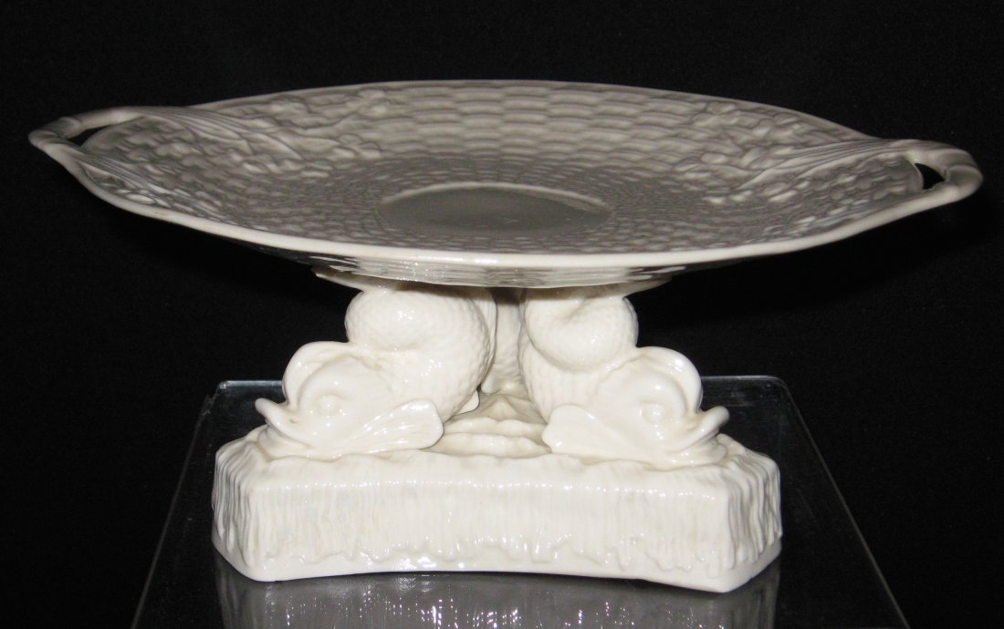 Belleek tri dolphin porcelain compote, (1 of 7)
