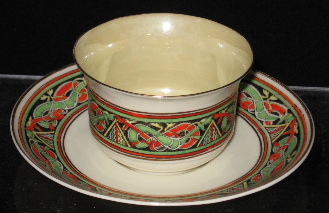 Belleek Celtic cup and saucer, (1 of 3)