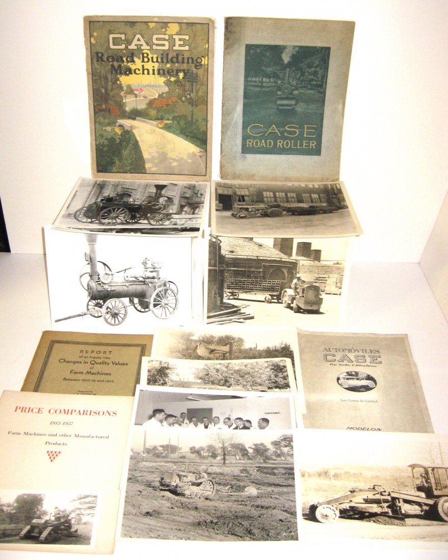 Group of Case Advertising Ephemeral,: Including a Spanish flyer titled "Automoviles Case De Cilindros" a circa 1910 booklet titled "Case Road Roller" a circa 1913 booklet "Case road Building Machinery,' a 1932 report "Changes in Quality V