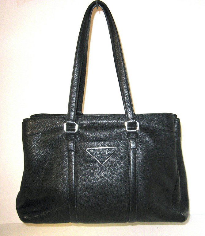 Large black leather Prada shoulder bag, (1 of 6)