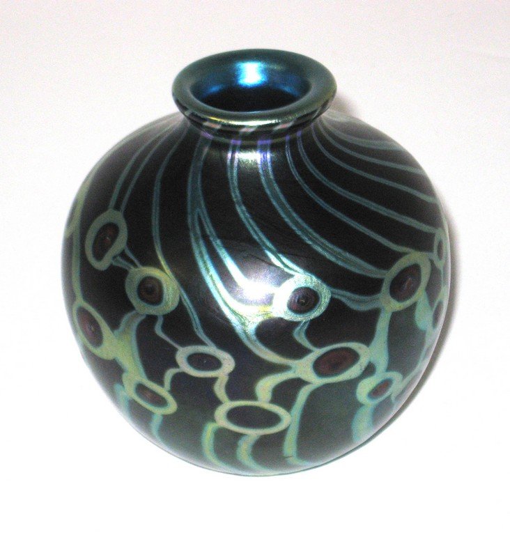 Mark Peiser iridescent art glass vase, (1 of 4)