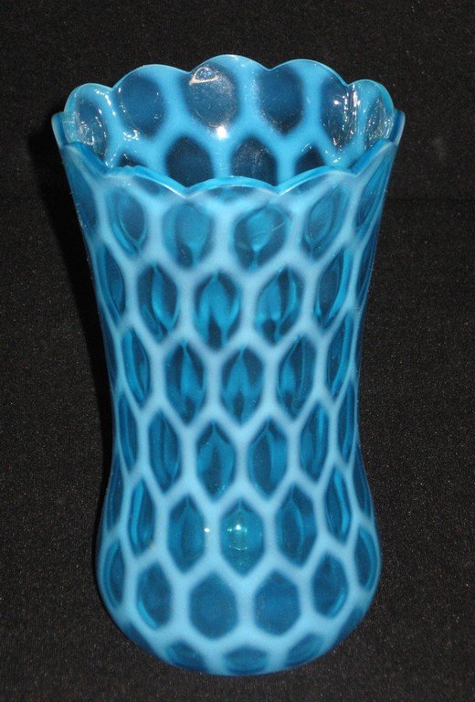 Blue opalescent celery vase, (1 of 3)