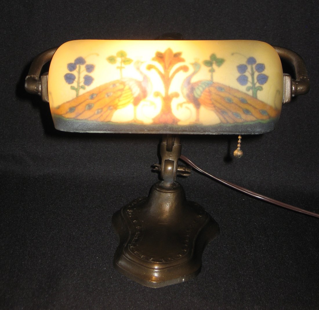 Handel reverse painted desk lamp, (1 of 5)