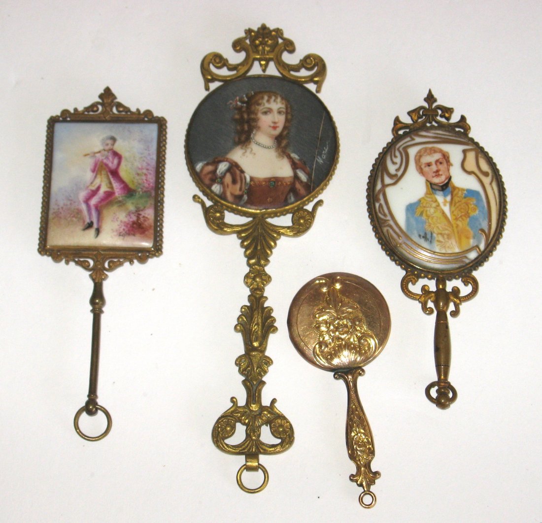 Group of four diminutive metal mirrors (1 of 5)
