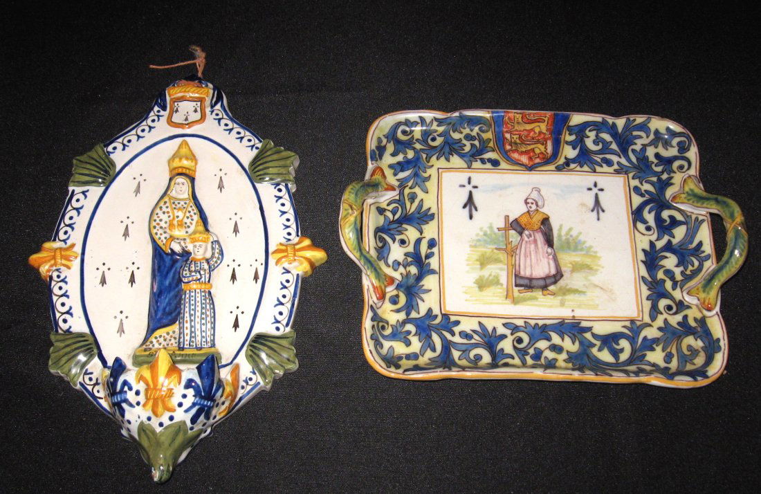 Two piece grouping of French Faience, (1 of 6)