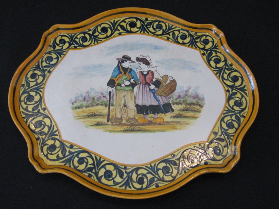 Large Quimper Faience serving tray, (1 of 5)