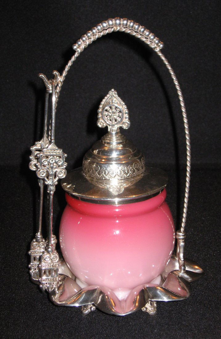 Webb Peachblow pickle castor, (1 of 3)