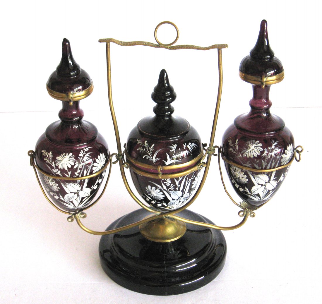 Victorian glass condiment set, (1 of 5)