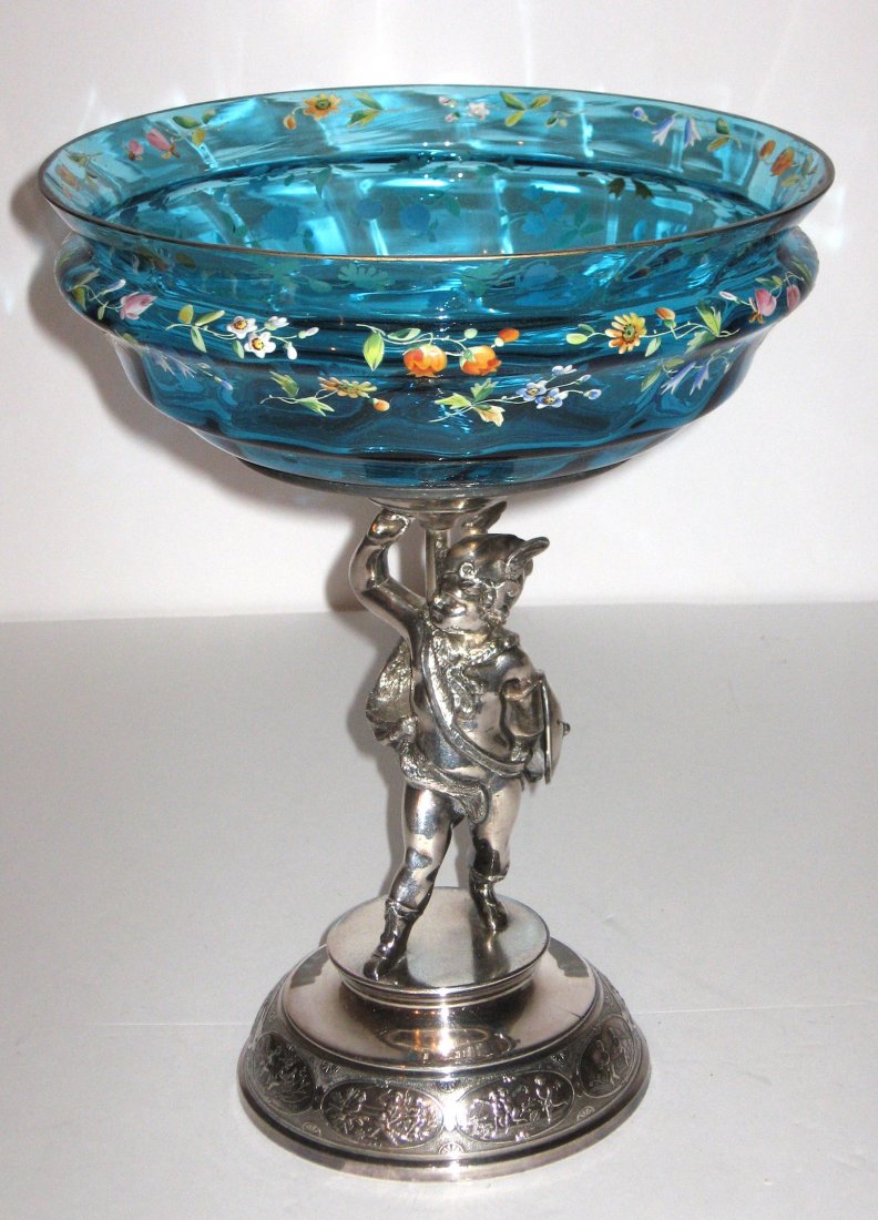Translucent blue bowl on stand, (1 of 5)