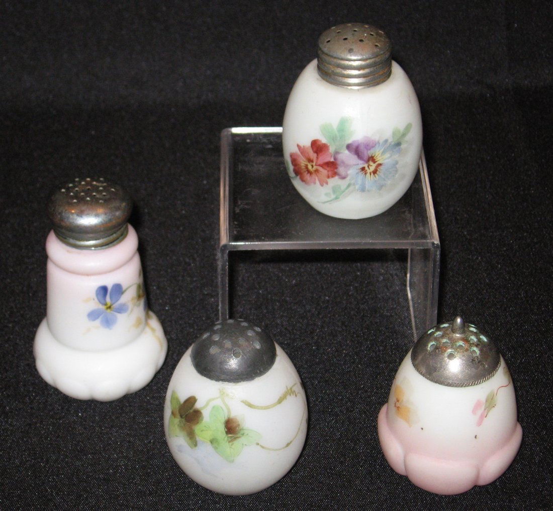 Four Mt. Washington glass salt shakers, (1 of 3)