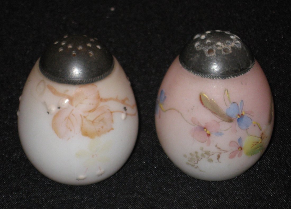 Pair or Mt. Washington glass salt shakers (1 of 3)