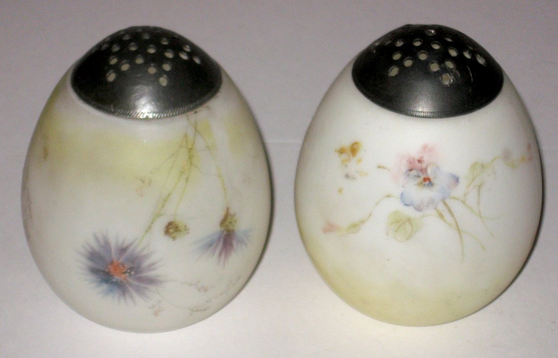 Pair of Mt. Washington glass sugar shakers, (1 of 2)