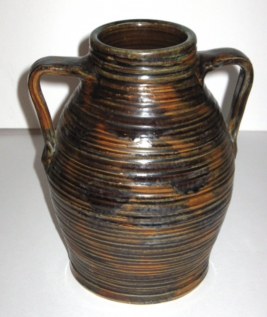Fulper two handle pottery vase, (1 of 3)