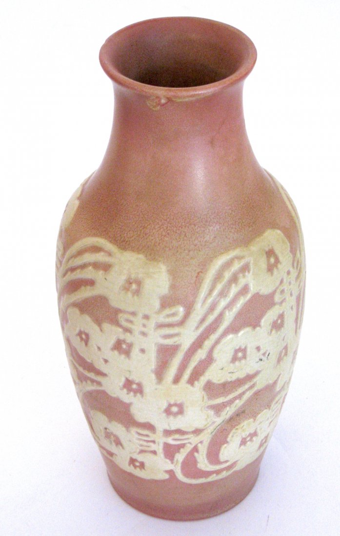 Overbeck pink pottery vase,