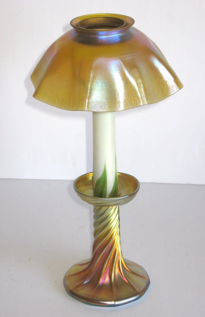 Tiffany Favrile glass candle lamp (1 of 3)