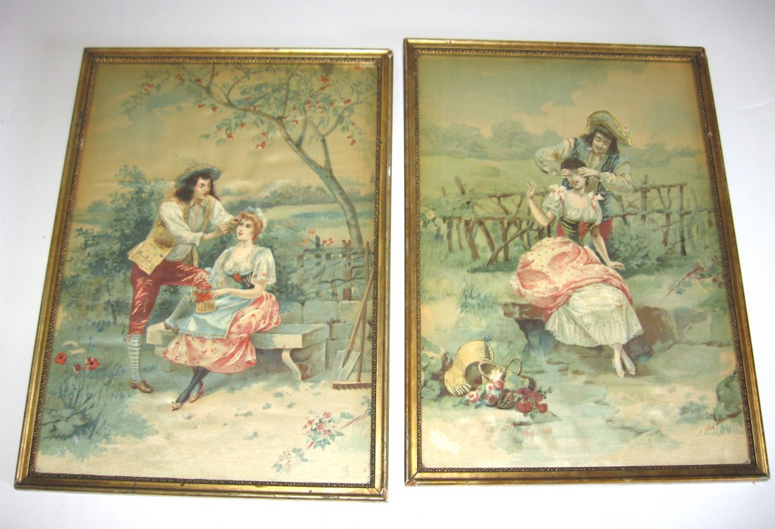 Two Silk needle point framed pictures, (1 of 4)