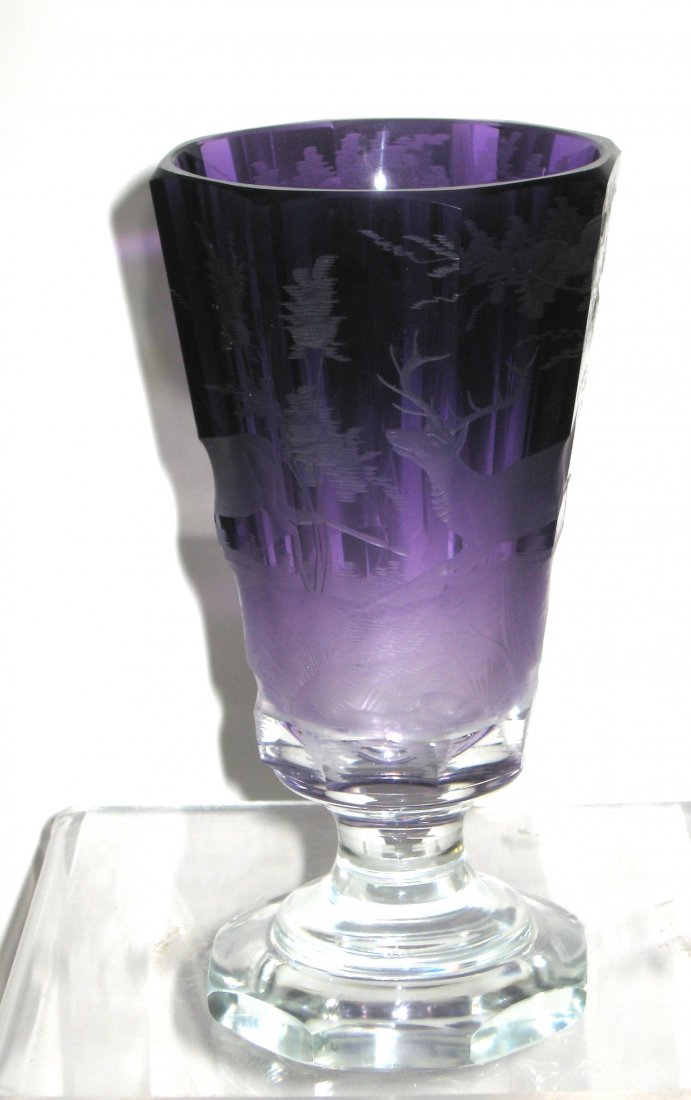 Moser amethyst footed goblet, (1 of 5)